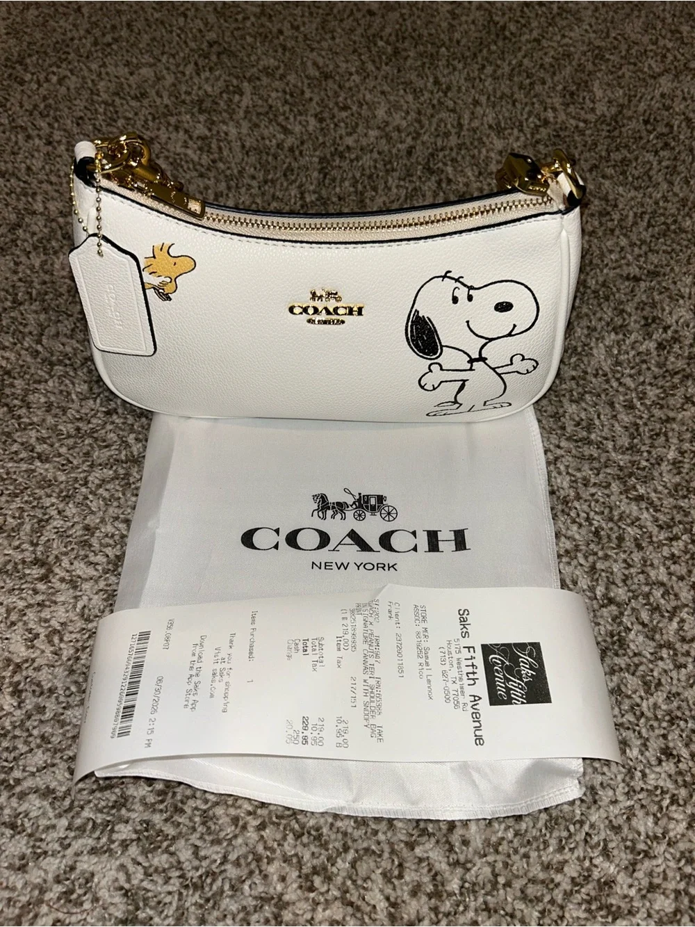 Coach x Snoopy white shoulder bag